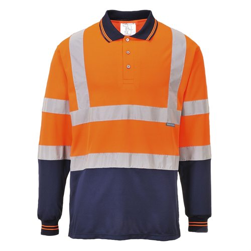 Portwest Two-Tone Long Sleeved Polo - Orange/Navy