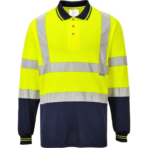 Portwest Two-Tone Long Sleeved Polo - Yellow/Navy