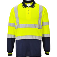Portwest Two-Tone Long Sleeved Polo - Yellow/Navy