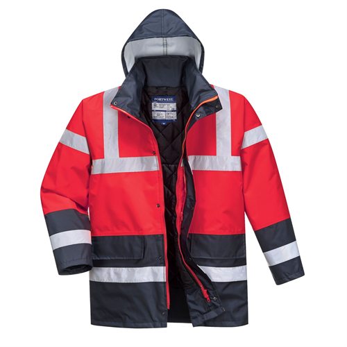 Portwest Hi-Vis Contrast Traffic Jacket - Red/Navy