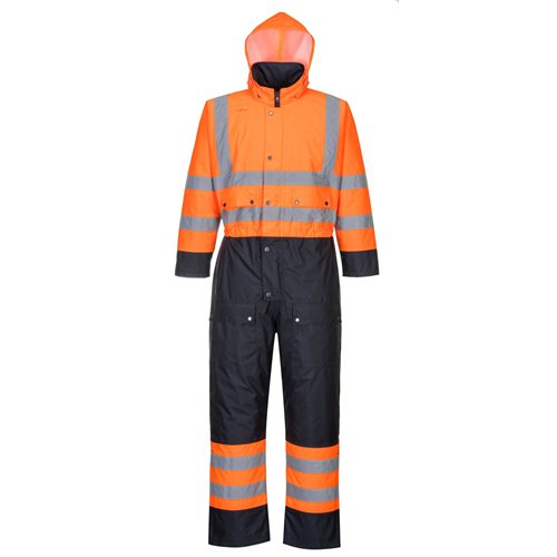 Portwest Hi-Vis Contrast Coverall - Lined - Orange/Navy