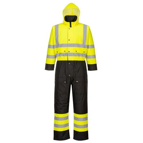 Portwest Hi-Vis Contrast Coverall - Lined - Yellow/Black