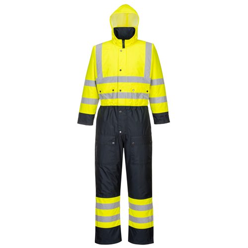 Portwest Hi-Vis Contrast Coverall - Lined - Yellow/Navy