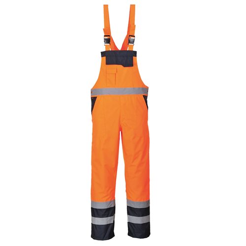 Portwest Contrast Bib & Brace - Lined - Orange