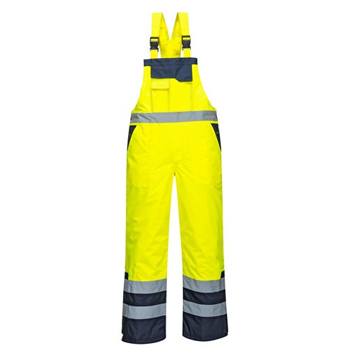 Portwest Contrast Bib & Brace - Lined - Yellow