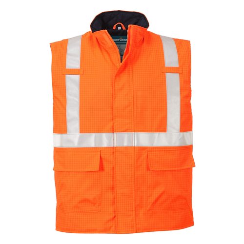 Portwest Bizflame Rain Hi-Vis Antistatic FR Bodywarmer - Orange