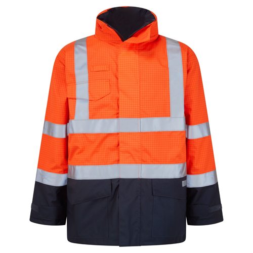 Portwest Bizflame Rain Hi-Vis Multi-Protection Jacket - Orange/Navy