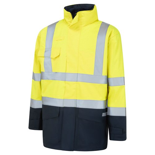 Portwest Bizflame Rain Hi-Vis Multi-Protection Jacket - Yellow/Navy