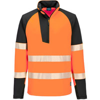 Portwest PW3 Hi-Vis 1/4 Zip Sweatshirt (T172) - Orange/Black