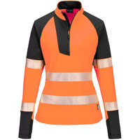 Portwest PW3 Hi-Vis Women's 1/4 Zip Sweatshirt - Orange/Black
