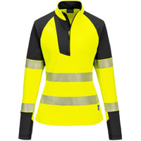 Portwest PW3 Hi-Vis Women's 1/4 Zip Sweatshirt - Yellow/Black