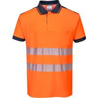 Portwest PW3 Hi-Vis Polo Shirt S/S - Orange/Navy