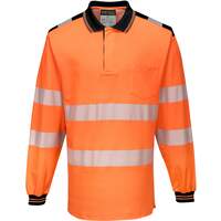 Portwest PW3 Hi-Vis Polo Shirt L/S - Orange/Black