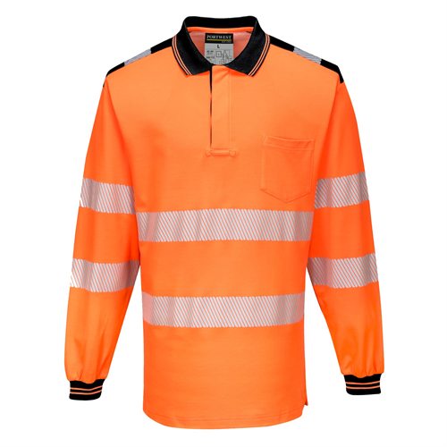 Portwest PW3 Hi-Vis Polo Shirt L/S - Orange/Black