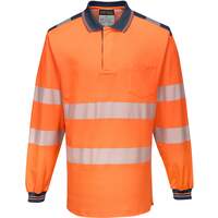 Portwest PW3 Hi-Vis Polo Shirt L/S - Orange/Navy