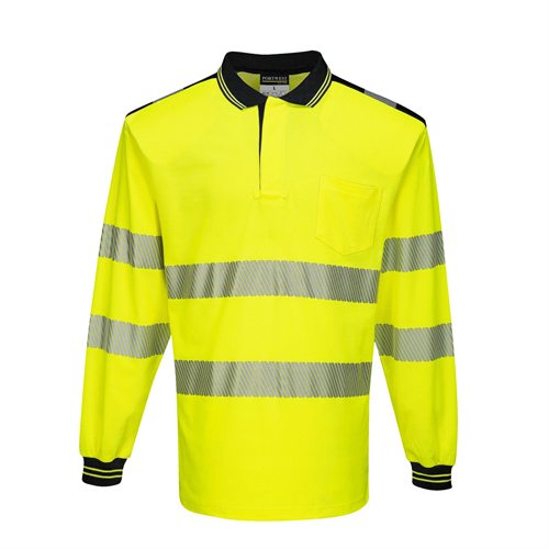 Portwest PW3 Hi-Vis Polo Shirt L/S - Yellow/Black