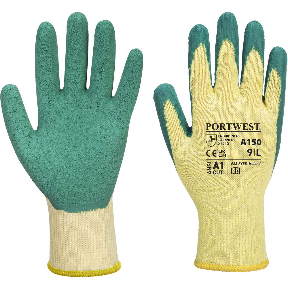 Photos - Safety Equipment Portwest Classic Grip Glove - Latex - Green - Large A150GNRL 