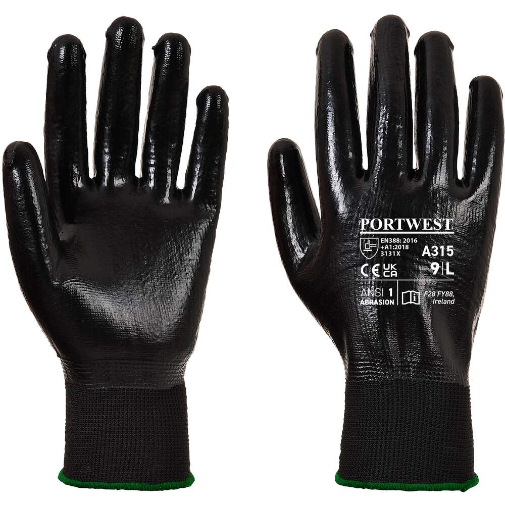 Photos - Safety Equipment Portwest All-Flex Grip Glove - Black - Small A315K8RS 