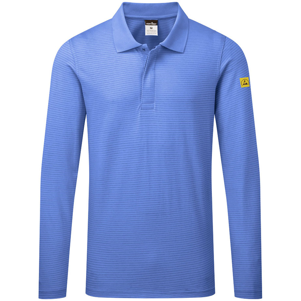 Portwest Blue Anti-Static Esd Polo L/S - Hamilton - 4XL