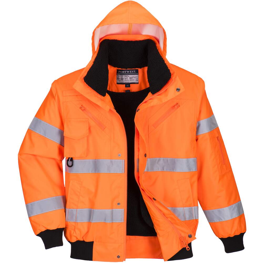 Portwest Hi-Vis 3-in-1 Bomber Jacket - Orange | The PPE Online Shop