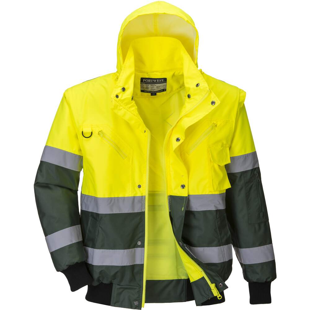 Photos - Safety Equipment Portwest X Hi-Vis Bomber Jacket - Yellow/Green - Small C565YGRS 