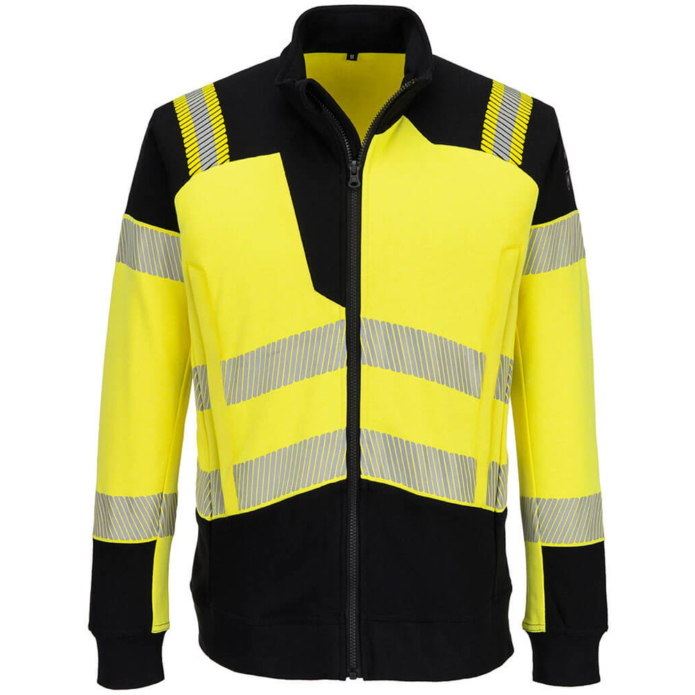 Portwest Yellow/Black Pw3 Modaflame Knit Hi-Vis Fr Full Zip Sweatshirt - Medium