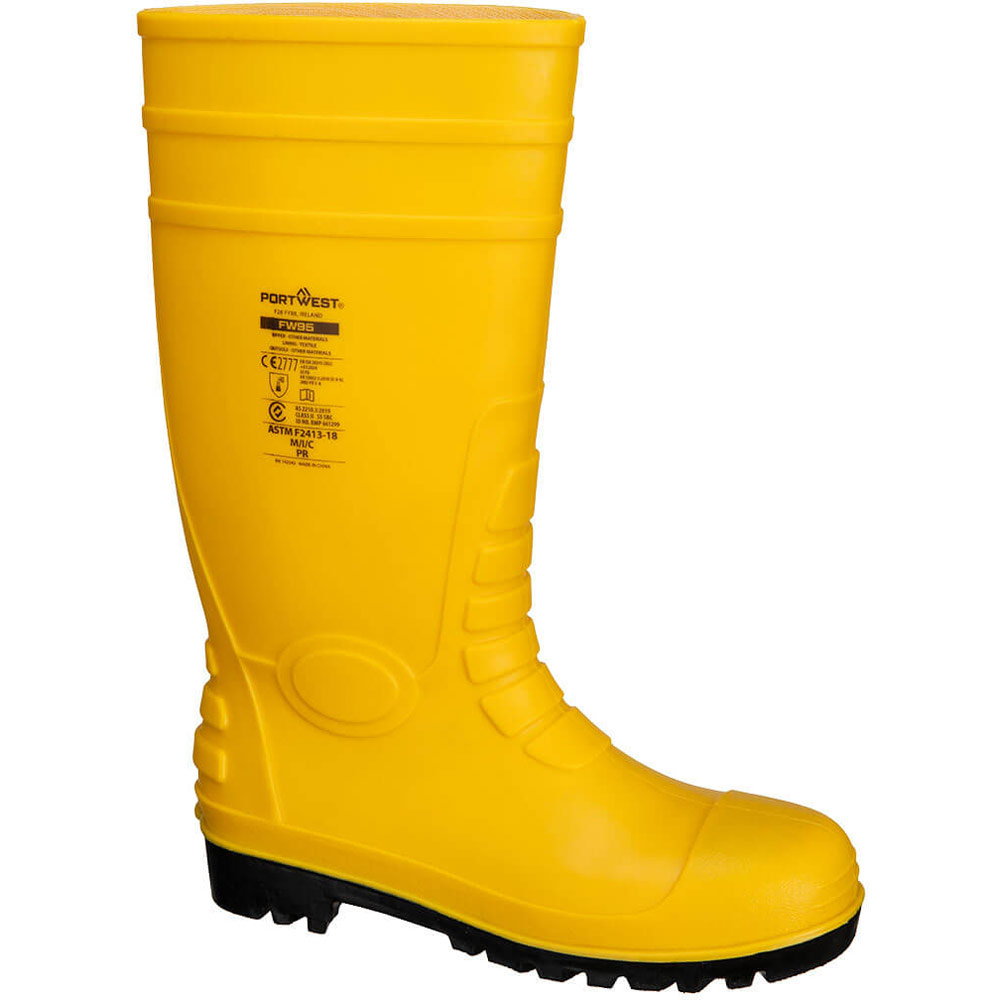 Portwest Yellow Steel Pvc Wellington S5 Fo Ci - Uk 7 | Eu 41