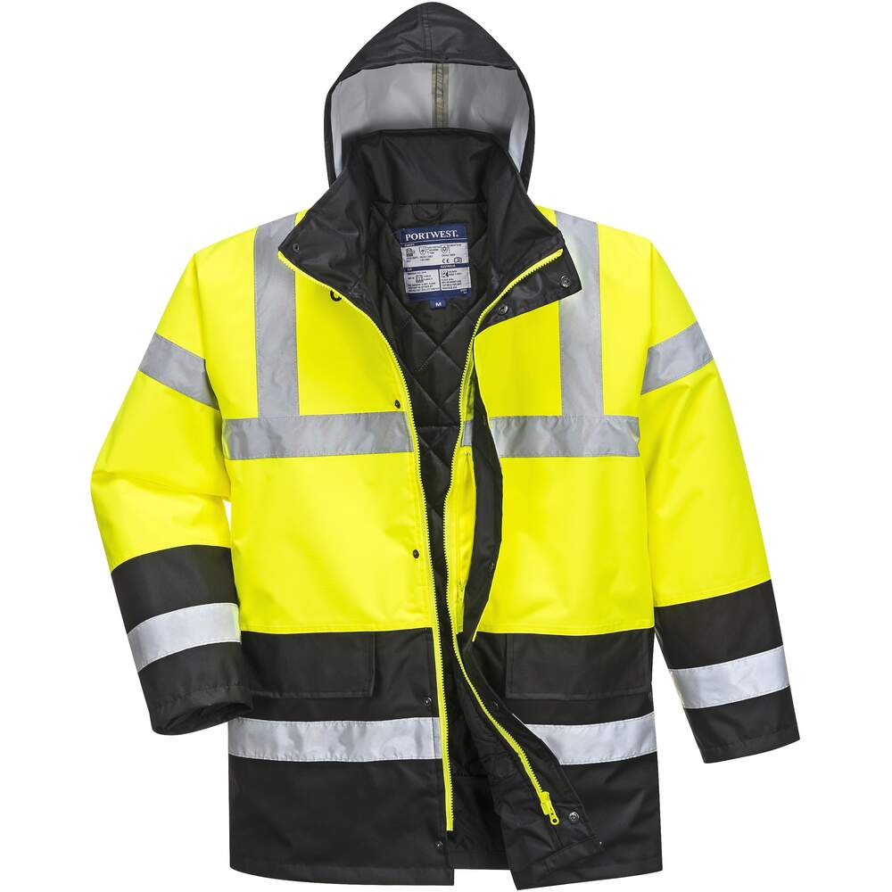 Photos - Safety Equipment Portwest Hi-Vis Contrast Traffic Jacket - Yellow/Black - Large S466YBRL 