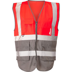 Supertouch Hi Vis 2 Tone Executive Vest - Red/Grey