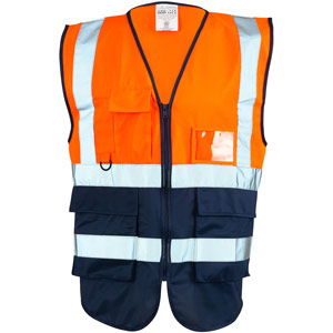 Supertouch Hi Vis 2 Tone Executive Vest - Orange/Navy