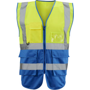 Supertouch Hi Vis 2 Tone Executive Vest - Yellow/Royal Blue