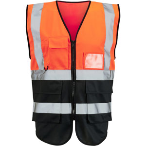Supertouch Hi Vis 2 Tone Executive Vest - Orange/Black