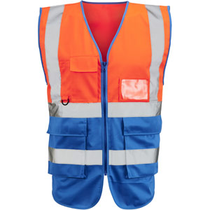 Supertouch Hi Vis 2 Tone Executive Vest - Orange/Royal Blue