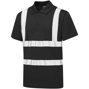 Supertouch Hi Vis Black Bird Eye Polo Shirt - Black