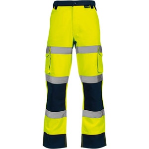 Supertouch Hi-Vis 2 Tone 3 Band Combat Trousers - Yellow/Navy
