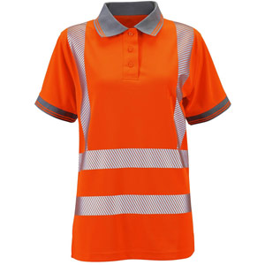 Supertouch Ladies Hi Vis Savannah Bird Eye Polo - Orange