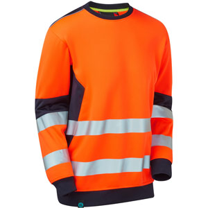 Supertouch System Hi-Vis ECO Crew Neck Sweatshirt - Orange/Navy