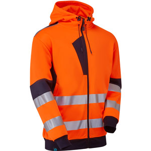 Supertouch System Hi-Vis Eco Zip Thru Hoodie - Orange/Navy
