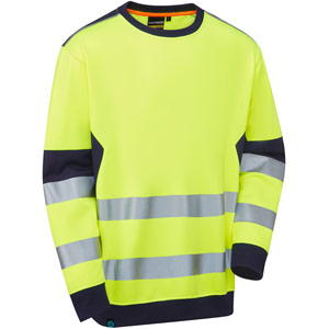 Supertouch System Hi-Vis ECO Crew Neck Sweatshirt - Yellow/Navy