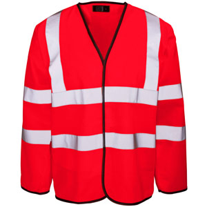 Supertouch Hi Vis Red Long Sleeved Velcro Vest - Red