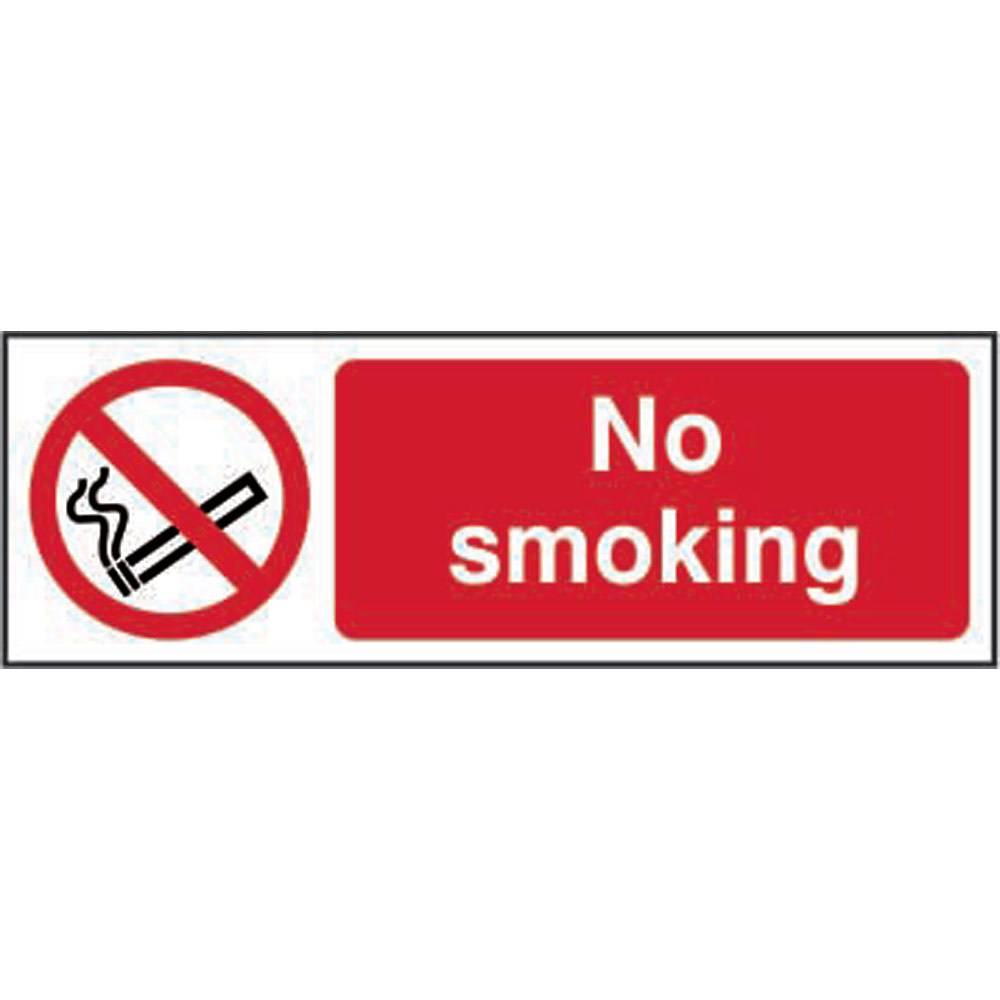 NO SMOKING SIGN 300mm x 100mm RIGID PLASTIC 