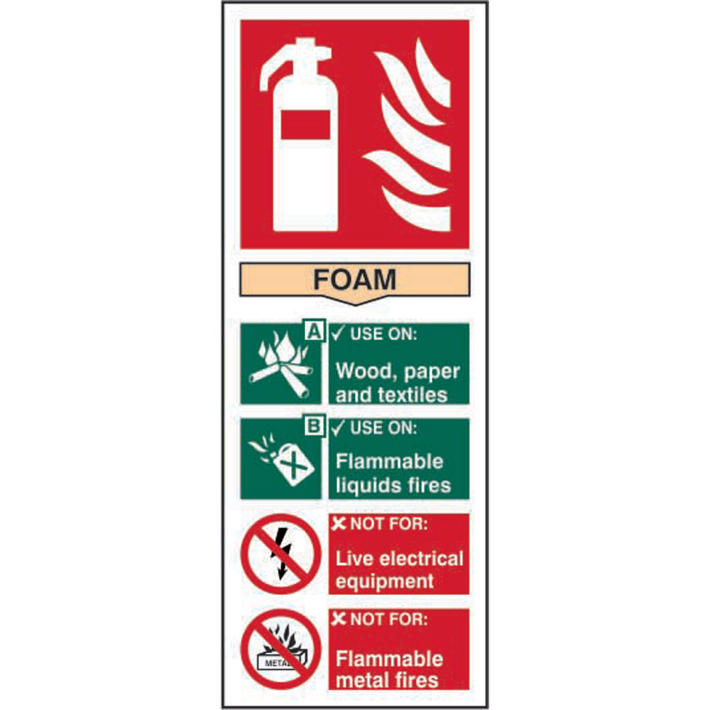 Foam Spray Extinguisher Sign 202 x 82mm Rigid  Signage Safety Signs 