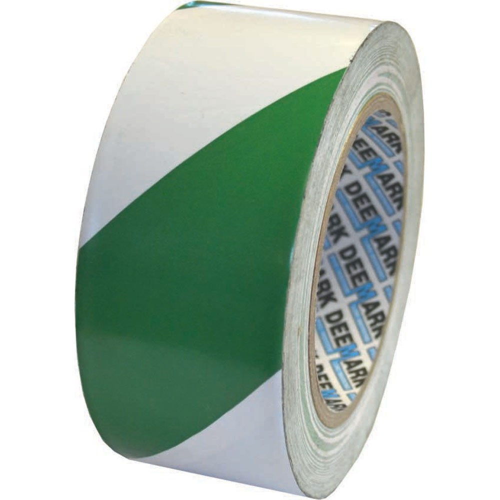 Adhesive Hazard Marking Green White Tape 50mm x 33m